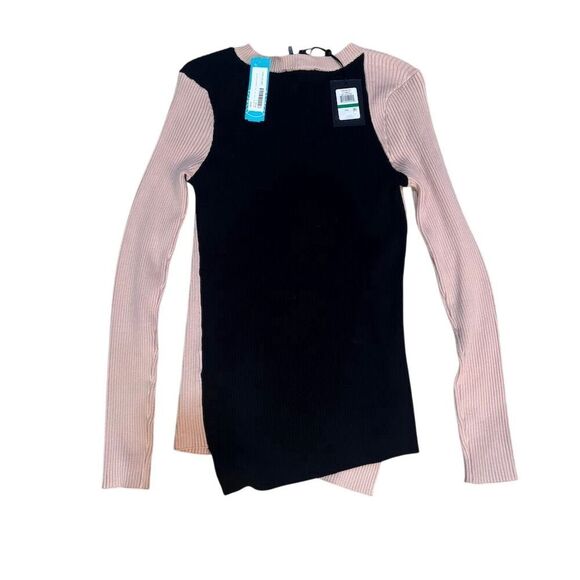 NWT DKNY Women's Pink Colorblock Long Sleeve Sweater - Picture 2 of 5